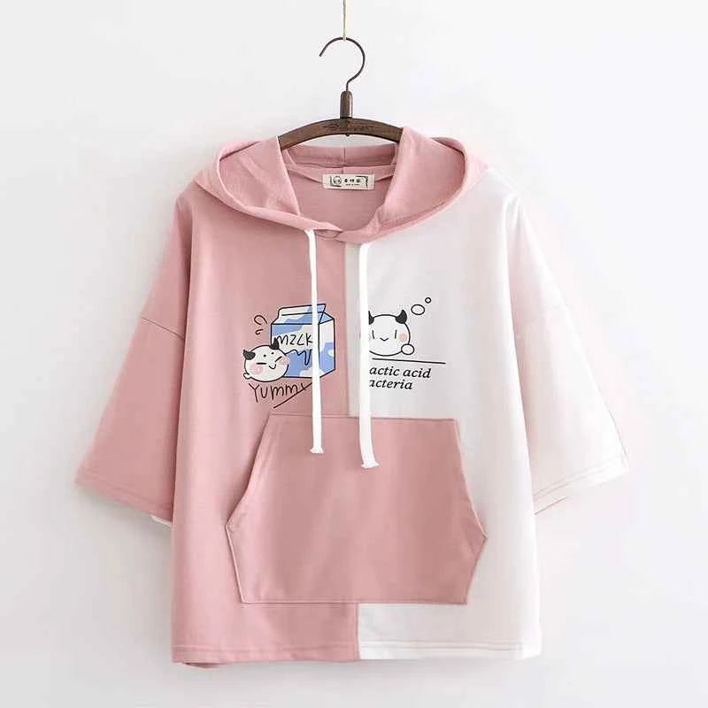 Women's Japanese-Style Simple Cute Embroidered Short-Sleeve