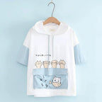 Harajuku Style Short Sleeve Junior High School Hoodie Loose
