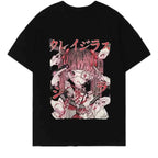 Black, Short Sleeve Harajuku Style Retro Animation T-Shirt