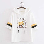 Women's Japanese-Style Simple Cute Embroidered Short-Sleeve