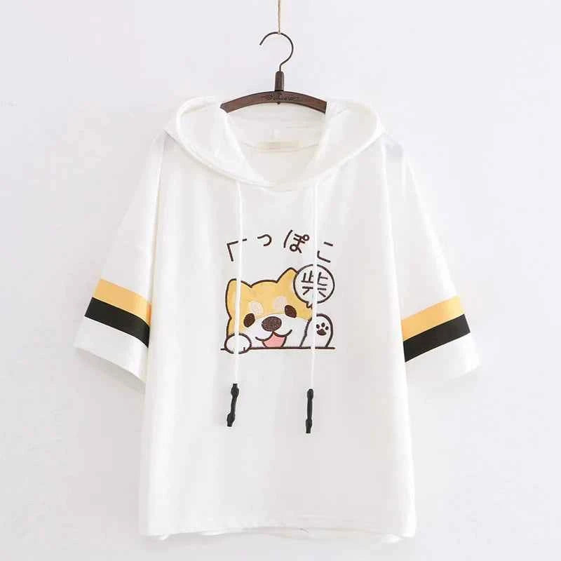 Women's Japanese-Style Simple Cute Embroidered Short-Sleeve