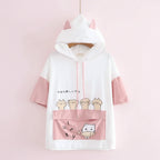 Harajuku Style Short Sleeve Junior High School Hoodie Loose