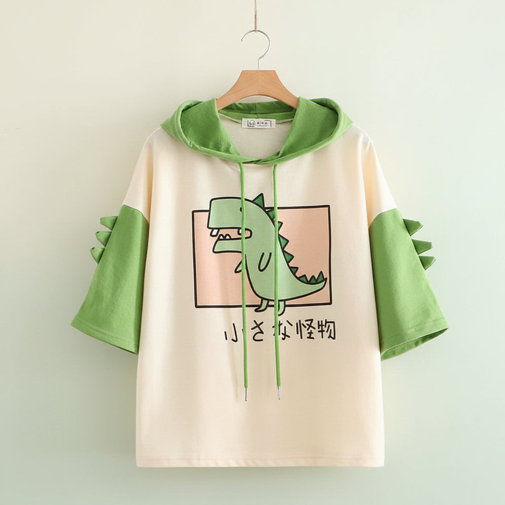 Harajuku Style Short Sleeve Junior High School Hoodie Loose - Vusy Kawaii Shop
