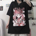 Black, Short Sleeve Harajuku Style Retro Animation T-Shirt