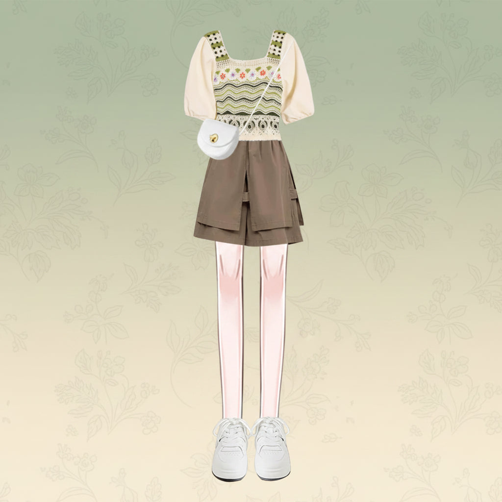 Slimming Slim Fit Square Collar Puff Sleeve Elastic Waist - Vusy Kawaii Shop