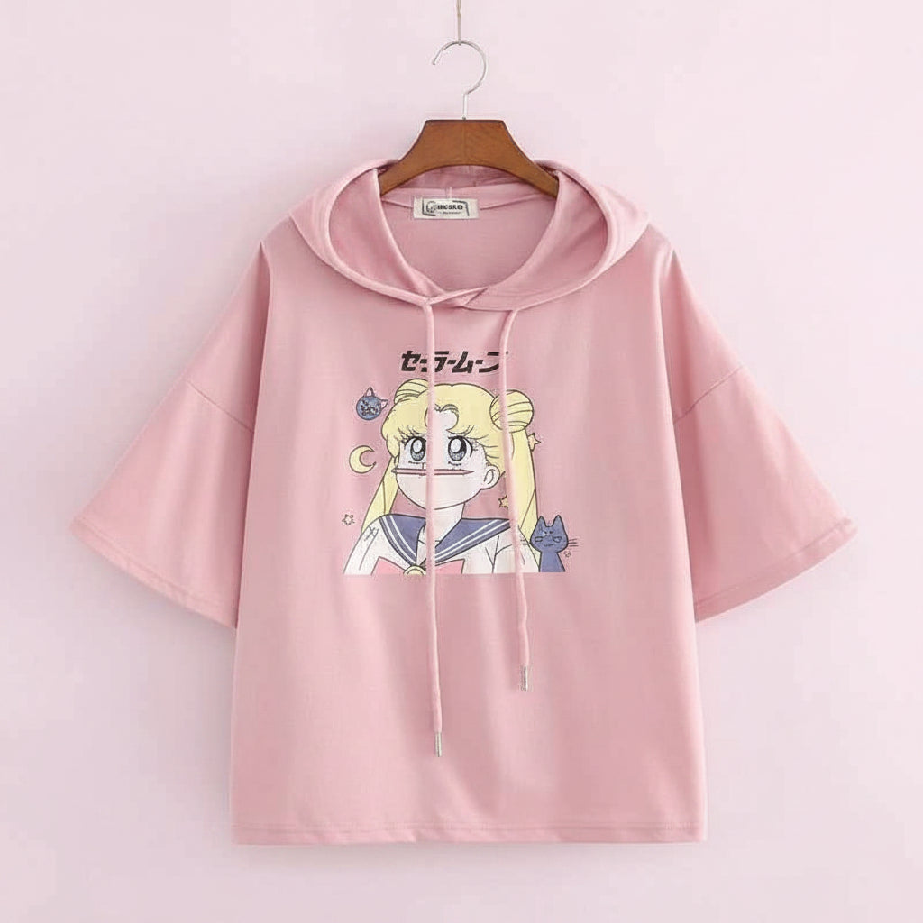 Women's Japanese-Style Simple Cute Embroidered Short-Sleeve