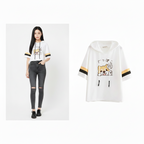 Damen Kurzarmshirt mit einfacher niedlicher Stickerei im japanischen Stil