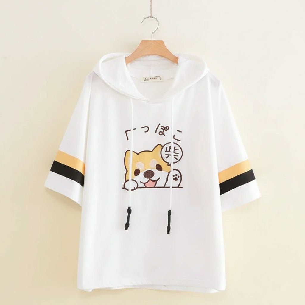 Women's Japanese-Style Simple Cute Embroidered Short-Sleeve