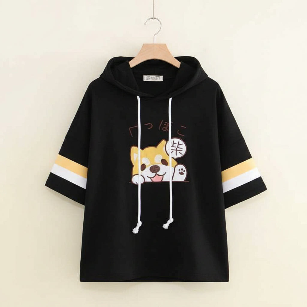 Women's Japanese-Style Simple Cute Embroidered Short-Sleeve