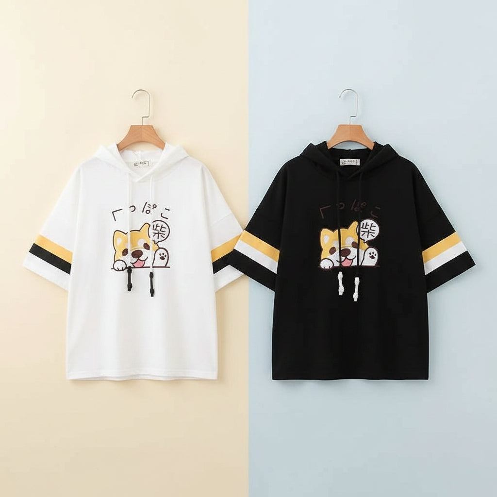 Women's Japanese-Style Simple Cute Embroidered Short-Sleeve
