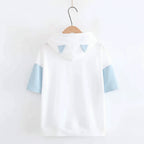 Harajuku Style Short Sleeve Junior High School Hoodie Loose
