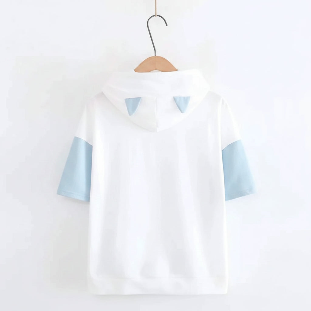 Harajuku Style Short Sleeve Junior High School Hoodie Loose