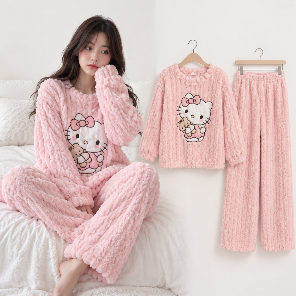 Ensemble de pyjama en polaire corail Hello Kitty – Femme
