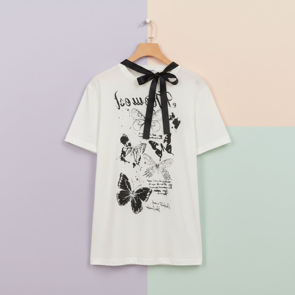 Women Short Sleeve Graffiti Print T-Shirt Harajuku Korean