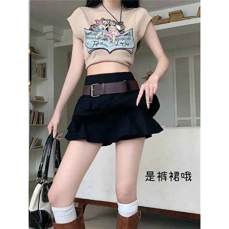 American Retro Tiered Cake Skirts Women Classic Gothic