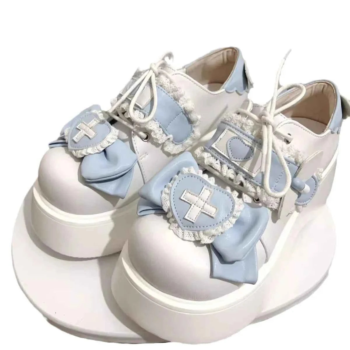 Butterfly Knot Thick Soled Lolita Shoes For Women 2024 New Casual Board Shoes Round Toe Bread Shoes Japanese Girls Single Shoes