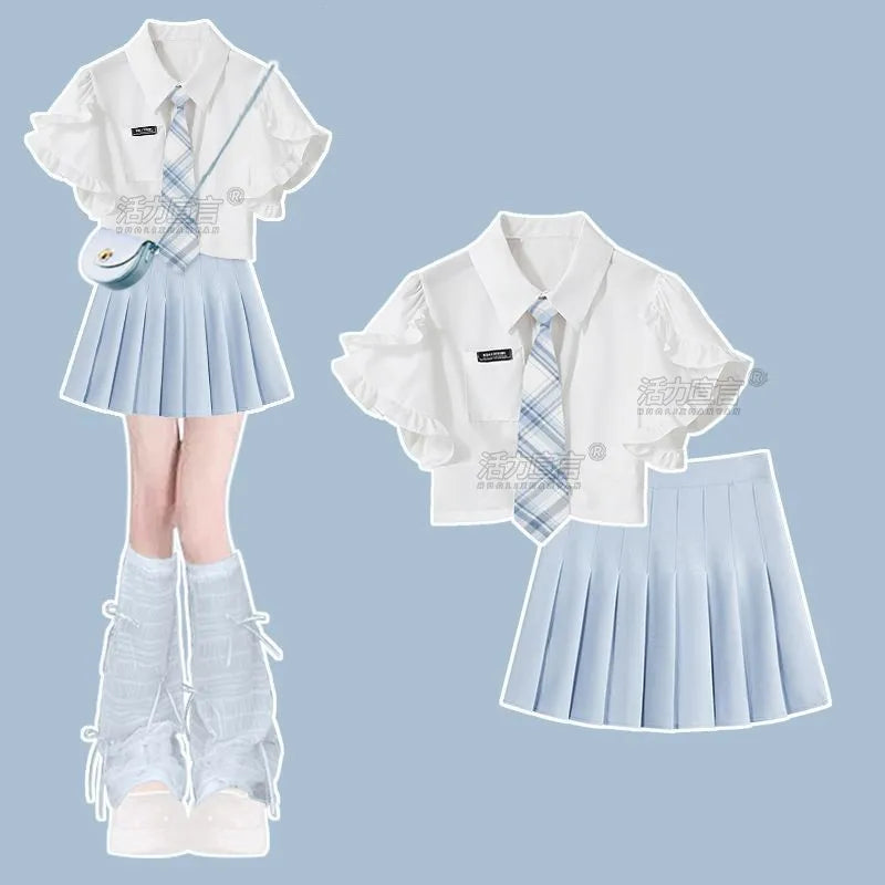 Girl Summer Fashion in Dress Matching Set Lady Korean - Vusy Kawaii Shop
