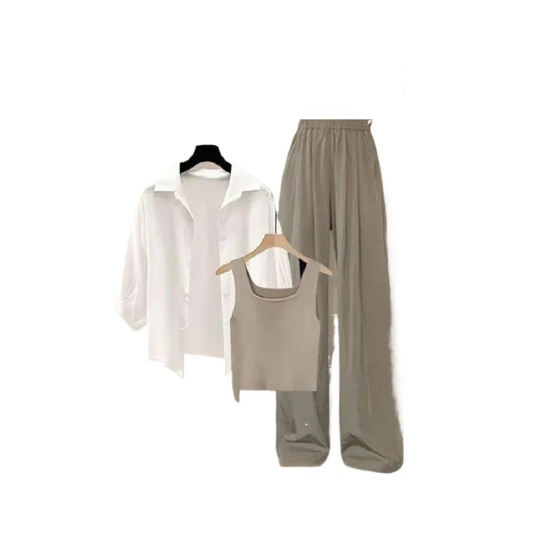 Summer Fashion Tracksuit Elegant White Sunscreen Shirt Vest - Vusy Kawaii Shop