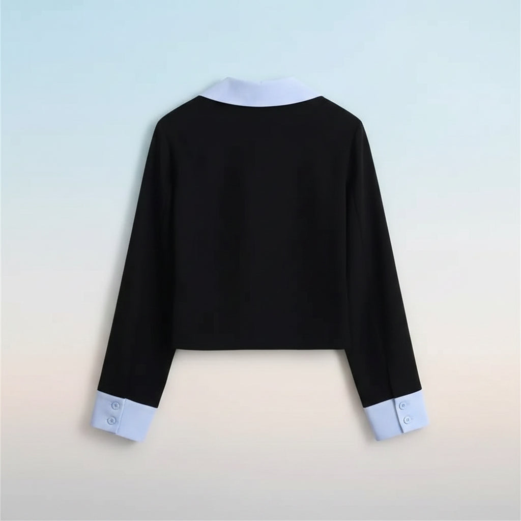 Spring Tracksuit Set Korean Elegant Fake Two-Piece Polo - Vusy Kawaii Shop