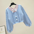 Sweet Autumn Lantern Sleeve V Neck Pullovers Wild Knitted