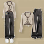 Girls Spring Autumn Fashion Two Piece Long Sleeve Top - Vusy Kawaii Shop