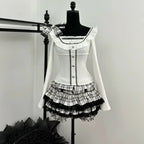 Knitted Suits Autumn Winter Woman V-Neck French Vintage Long - Vusy Kawaii Shop