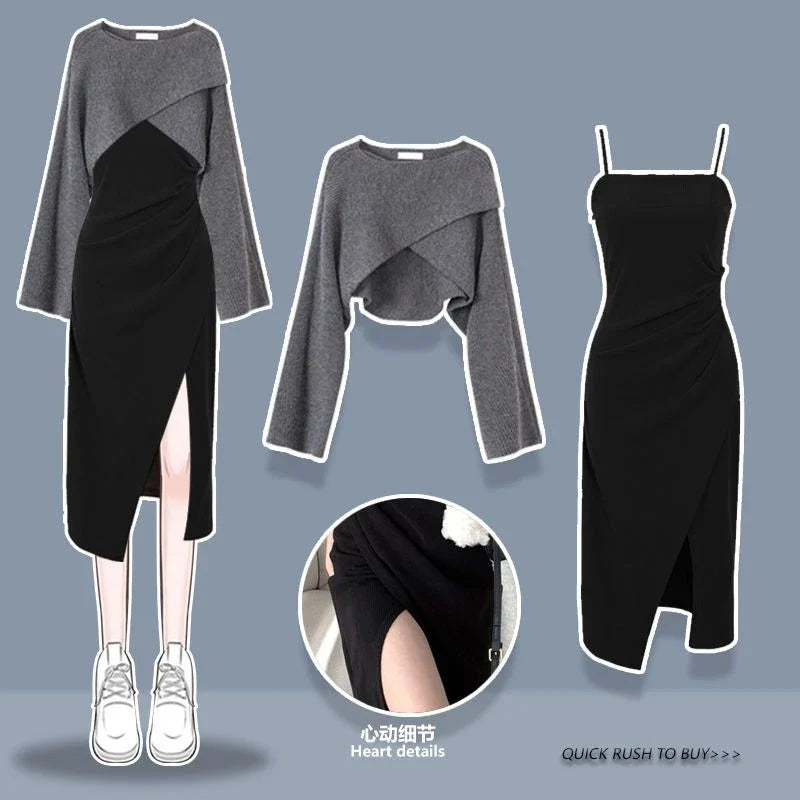 Spring Autumn Vintage Knitted Sweater Matching Set Korean - Vusy Kawaii Shop