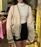 Women Winter Loose Knitted Cardigans Coat Star Embroidery - Vusy Kawaii Shop