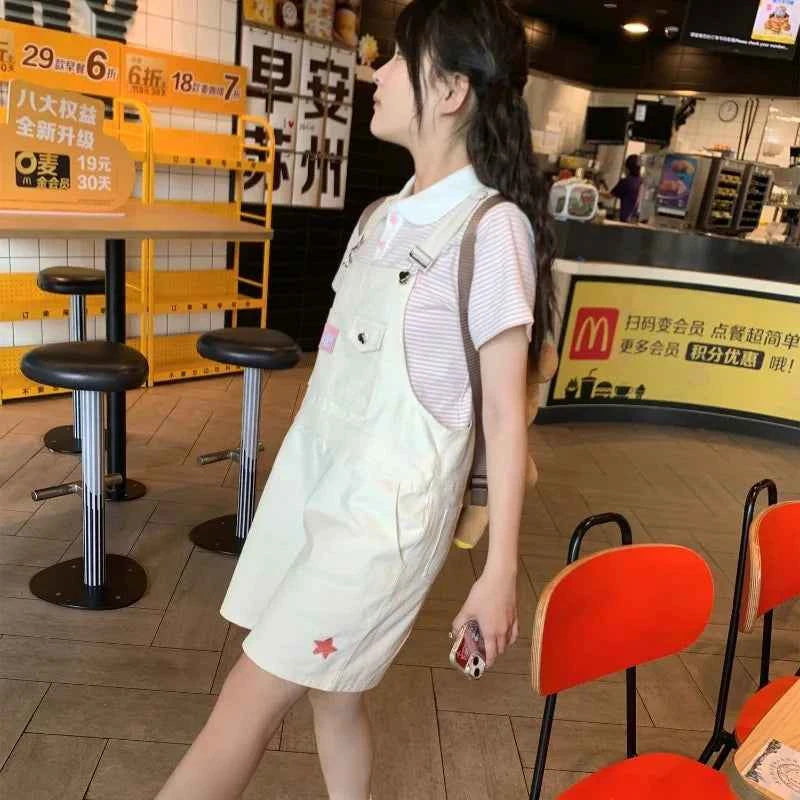 Harajuku Sweet Star Strap Shorts Summer New Jumpsuit