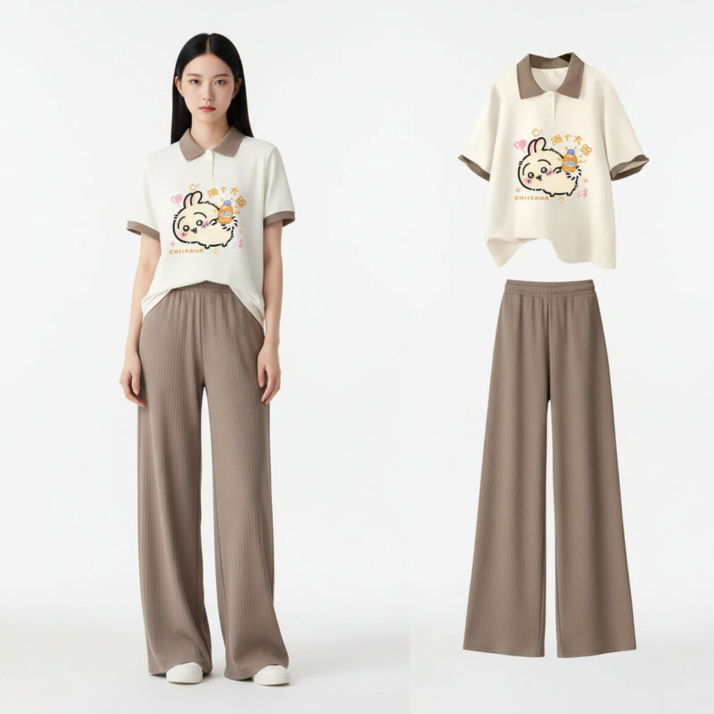 Summer Loose Polo Short-Sleeved T-Shirt Cute Sweet Cartoon - Vusy Kawaii Shop