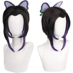 Shinobu Kocho black and purple wig with butterfly hair clip close-up