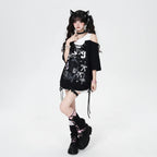 Women Aesthetic Fake Two Pieces Top Harajuku Printing - Vusy Kawaii Shop