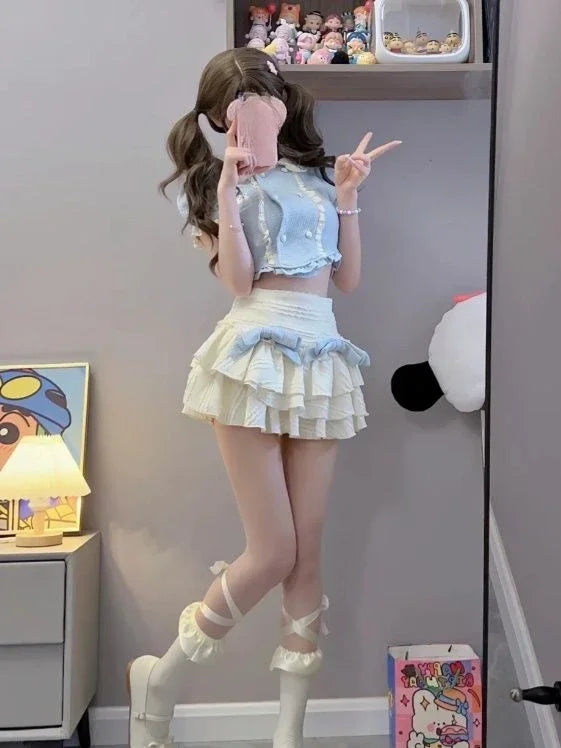 Sweet Japanese Lolita Women Korean Cake Skirt Suit Kawaii - Vusy Kawaii Shop