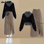Women Spring Autumn Vintage Knit Sweater, Vest and Denim - Vusy Kawaii Shop