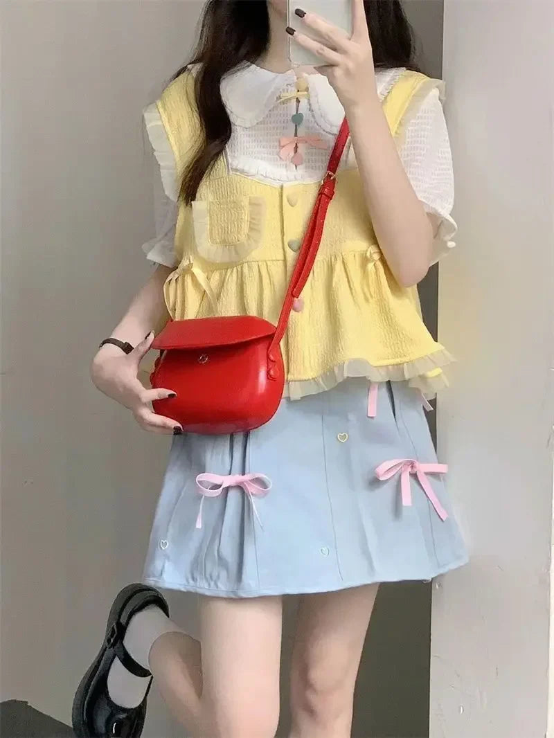 Long Sleeve Japanese Sweet 3 Piece Sets Kawaii Mori Girl - Vusy Kawaii Shop