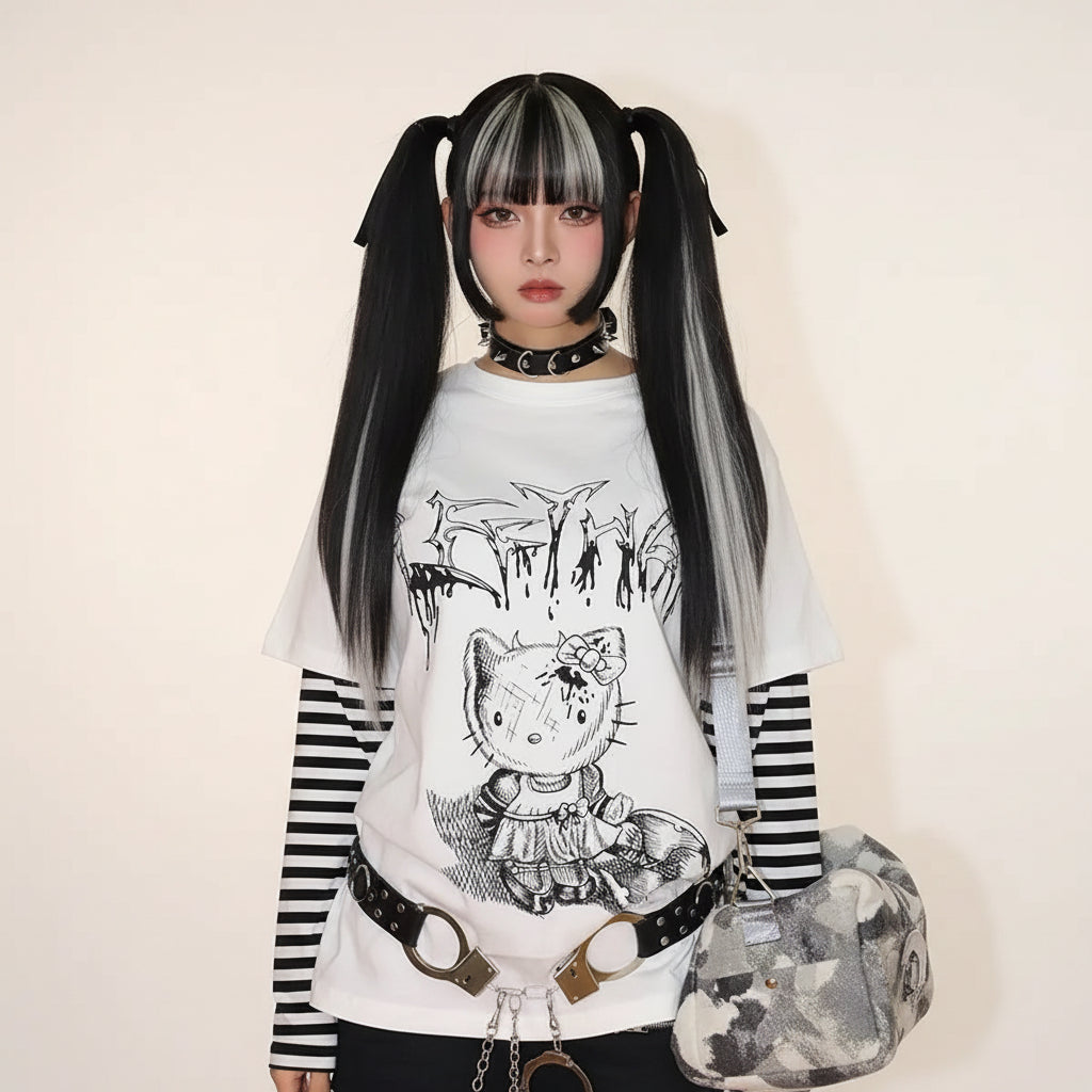 Kawaii Hello Kitty Cute Japanese Korean Tops T Shirt Fashion - Vusy Kawaii Shop
