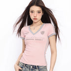 Short Sleeved T-Shirt Shoulder Sleeves Women Girl Slim Fit - Vusy Kawaii Shop