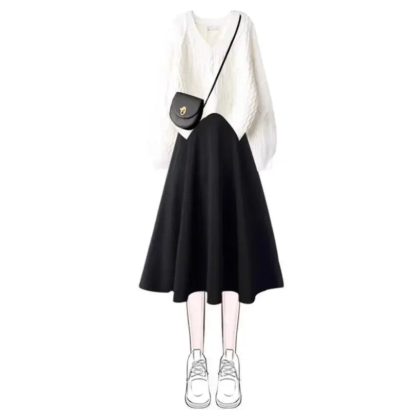Soft Street Style Knitted Sweater Top and Bottom Set Autumn - Vusy Kawaii Shop