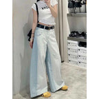 Women's Blue Y2k Baggy Jeans Harajuku Vintage Denim Trousers High Waist Bent Knife Jeans Long Pants Japanese 2000s Style Clothes