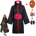 Naruto Obito Akatsuki cloak cosplay with mask, ring and gloves, front view