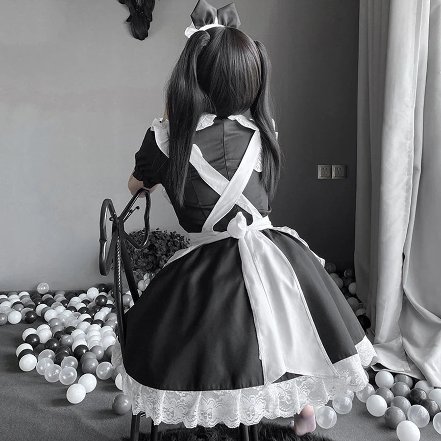 Sexy Black Cat Girl Maid Dress Cute Lolita Dress Kawayi Cat Maid Cosplay Costumes Women Fancy Dress Party Stage Maid Outfits