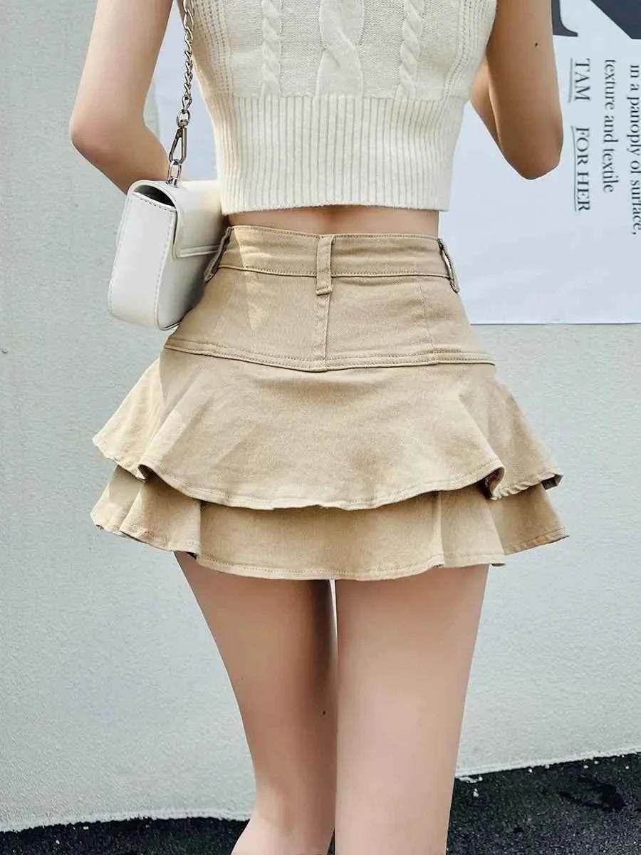 Mini Skirts Vintage High Waist Women Pleated Skirt Chic
