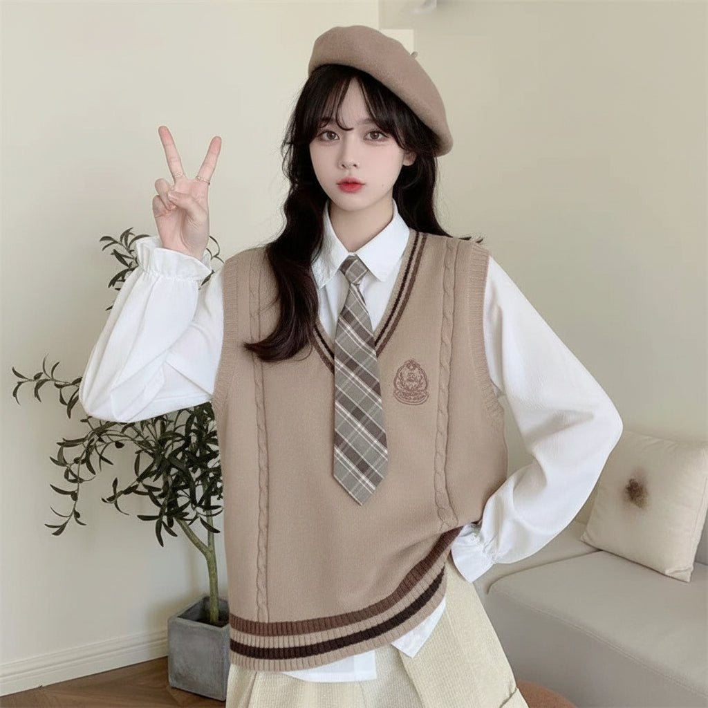 Three-piece Preppy Vest Suits Early Spring Student Vest - Vusy Kawaii Shop