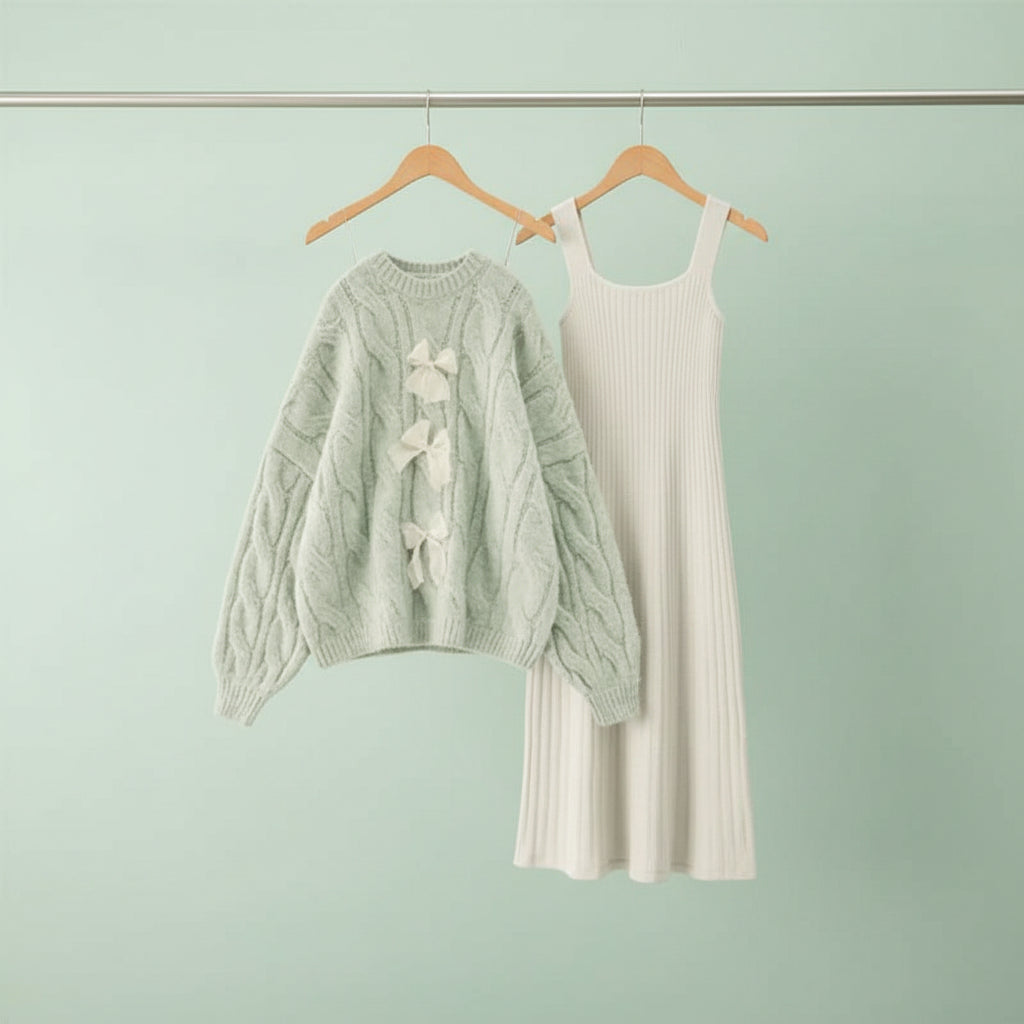 Women Spring and Autumn Fashion Knitted Sweater and Sling - Vusy Kawaii Shop