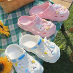 Sanrioed Hello Kittys Sandal Slippers Women's Diy Accessories Shoes Kuromi Cinnamoroll Summer Beach Sandals for Students Girls