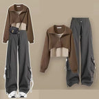 Autumn Fashion Polo Long Sleeve Top Vest Cargo Pants - Vusy Kawaii Shop
