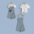 Summer Dress Matching Set Fashion Short Top and Denim Strap - Vusy Kawaii Shop