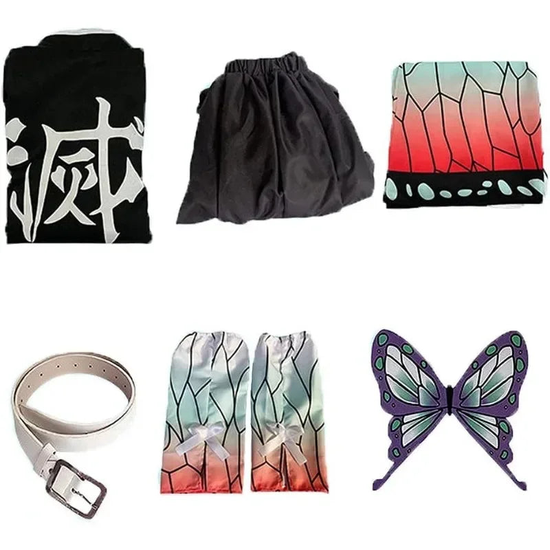 Shinobu Kocho cosplay accessories with belt, leg wraps and butterfly clip