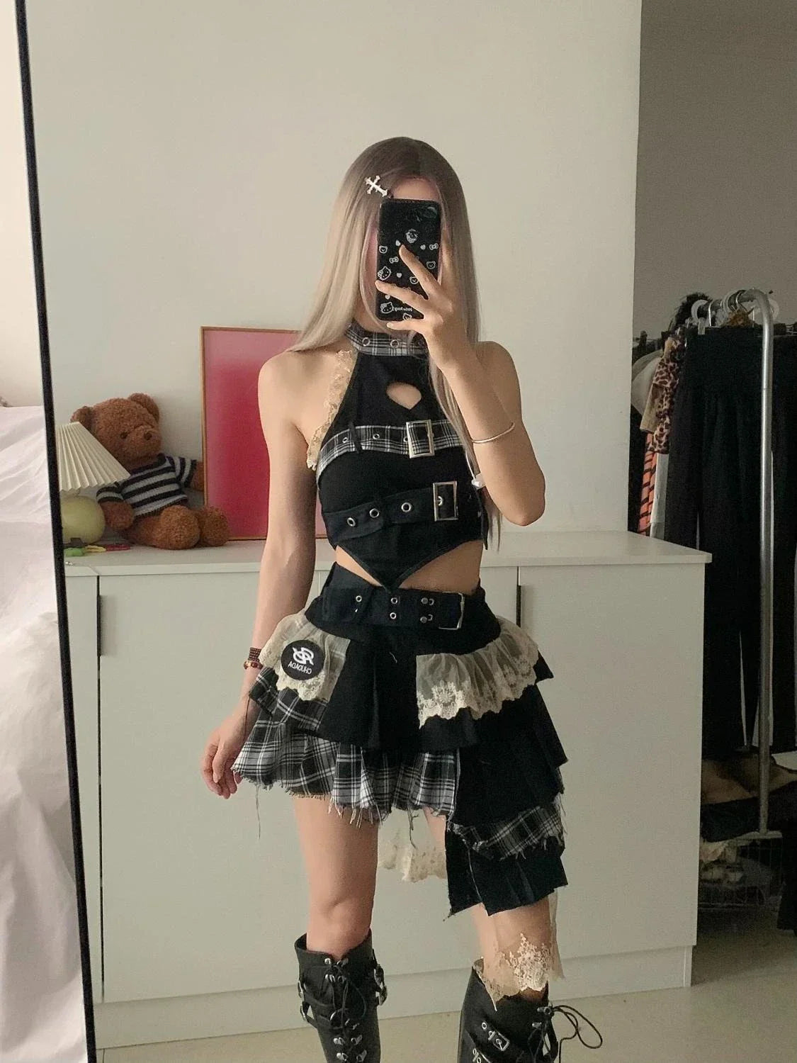 Summer Girl Suits Vintage Lace Patchwork Sleeveless Top - Vusy Kawaii Shop