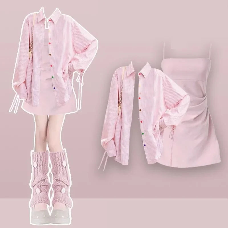 Summer Fashion in Dresses Matching Set Korean Elegant - Vusy Kawaii Shop